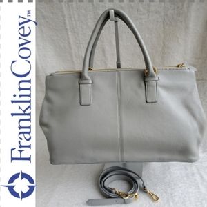 Grey leather satchel